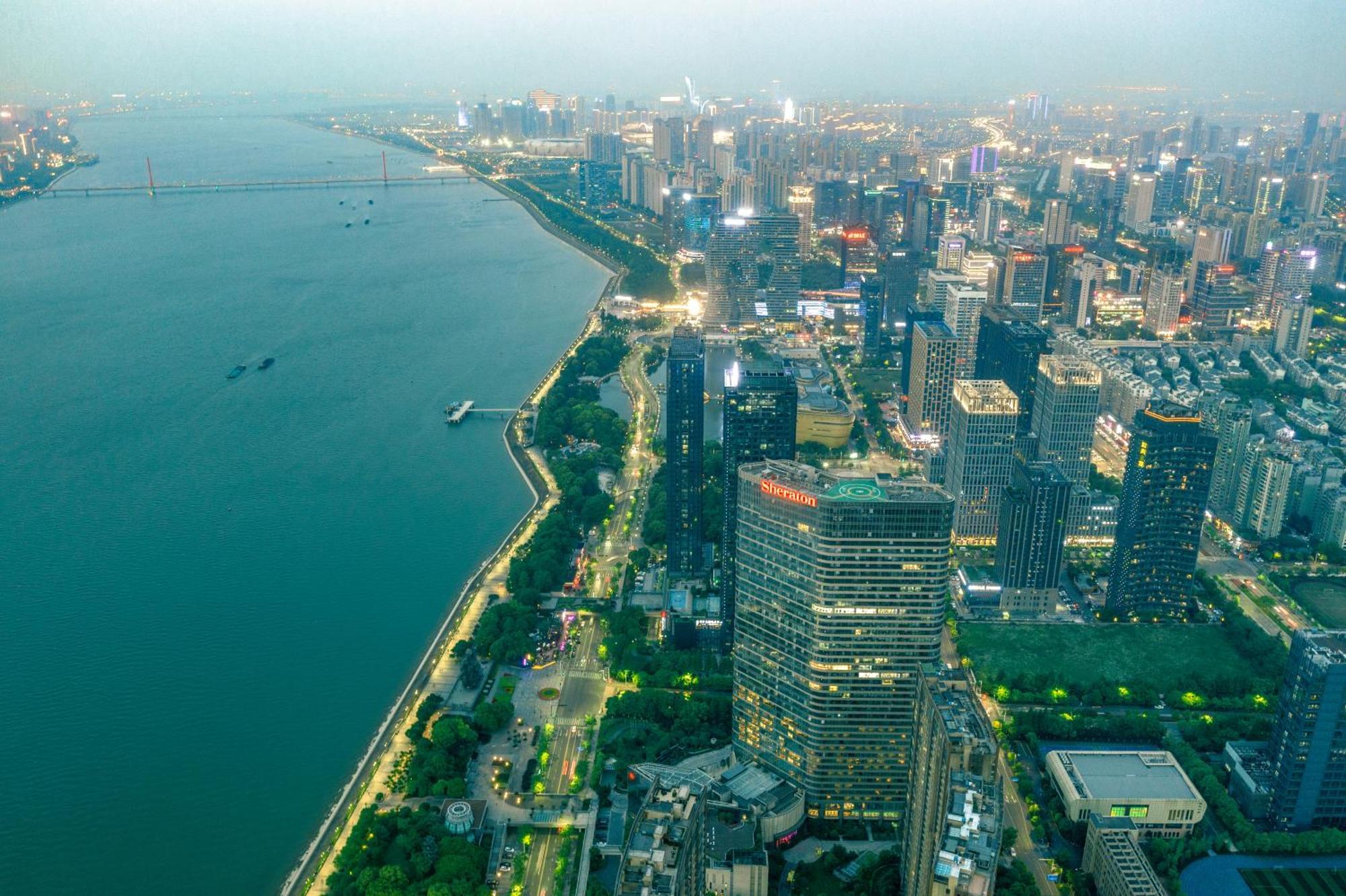 Sheraton Grand Hangzhou Binjiang Hotel Exterior foto